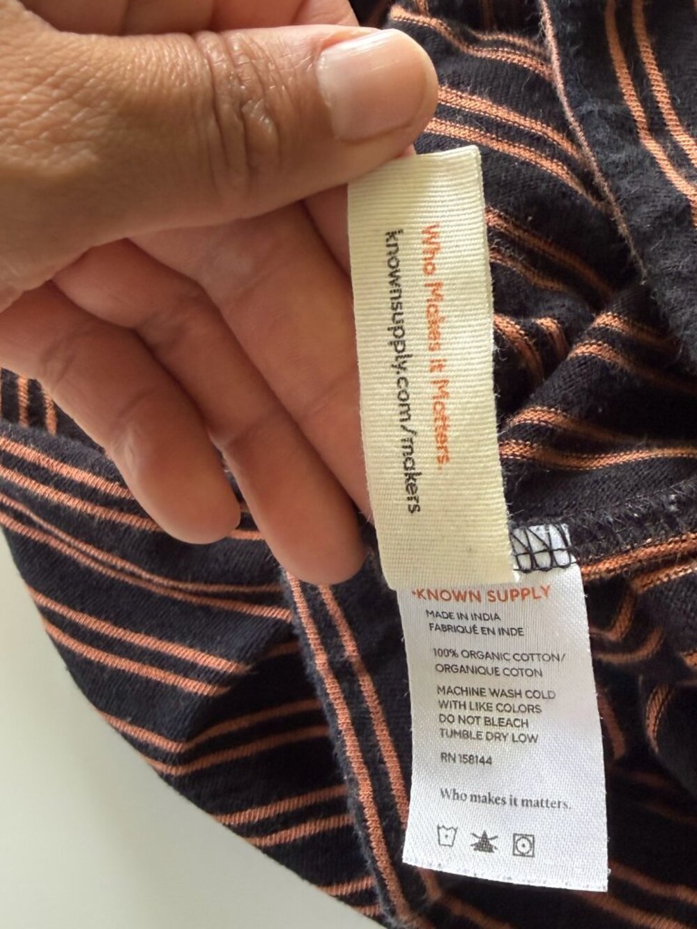 Natural by Known Supply Striped Knit Pants Size M Organic Cotton Black Orange - Picture 8 of 8